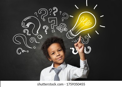 Thinking Child Boy On Black Background Stock Photo 1754848844 ...