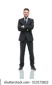 Successful business man on white background