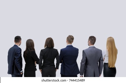 Successful Business Team Looking Upwards Standing Back Side