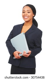 Successful Business Woman. Isolated Over White Background