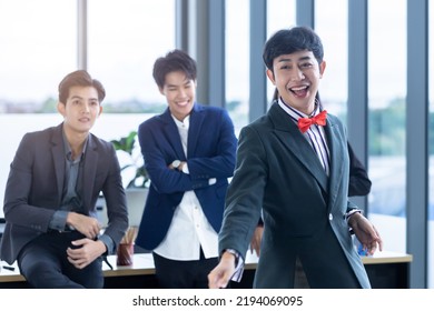 Successful Company,executive Young Asian Homosexual Businessman LGBT Partners With Happy Workers Group Of Asian Business People With Diverse Genders (LGBT) In The Meeting Room At Office