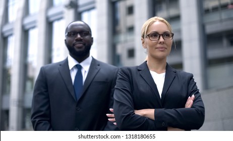 Successful Female Boss With Bodyguard, Feeling Save And Protected, Security