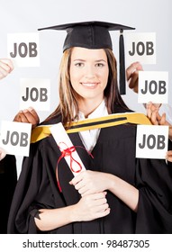 Successful Female University Graduate With Job Offers