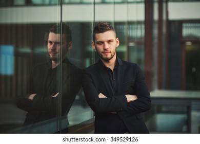 Successful And Happy Business Man Outside Office Building