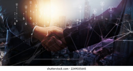 successful negotiate and handshake concept, two businessman shake hand with partner to celebration partnership and teamwork, business deal - Shutterstock ID 2249035645