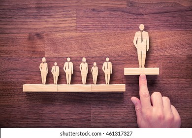 Successful team leader (manager, CEO, market leader) and another business leading concepts. Standing out from the crowd. - Shutterstock ID 461317327