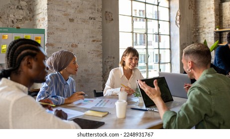 Successful working group in office, young multicultural people of a start up, happy teamwork in action - Shutterstock ID 2248931767