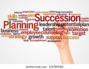 Succession Planning Word Cloud Hand Writing Concept On White Background.