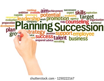 Succession Planning Word Cloud Hand Writing Concept On White Background.