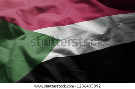 Sudan Flag Rumpled Close Up 