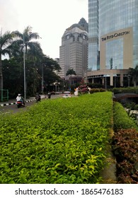 Sudirman Street, Scbd, Senayan, Kebayoran Baru, South Jakarta, November 30, 2020: The Office Workers Are Going To The Office By Motorcycle On November 30, 2020,