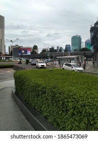 Sudirman Street, Senayan, Scbd, Kebayoran Baru, South Jakarta, November 30, 2020: The People Are Going To Work By Their Transportation In The Sudirman Street On November 30, 2020 