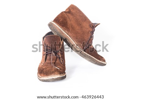Suede shoes on a white background