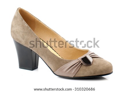 Suede women shoe isolated on white background.