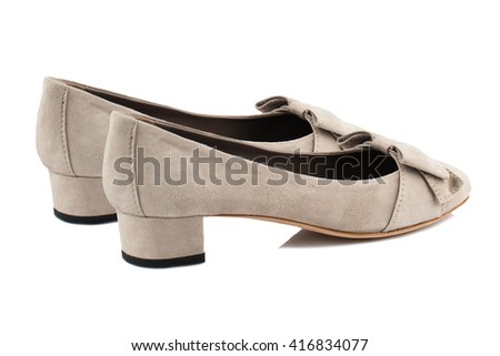 Suede women shoes isolated on white background.