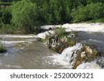 Suenga, Novosibirsk Oblast, A small local waterfall in the Maslyaninsky district among the rocky banks of the river.