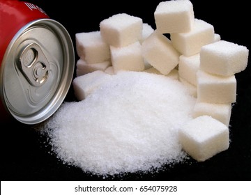 Sugar Adiction: Soda Can And Sugar 