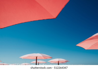 Sugar Beach Pink Umbrellas In Toronto, Ontario