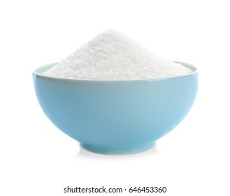 Sugar In Bowl On White Background