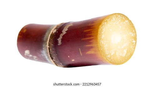 Sugar Cane : Closeup Sugar Cane And Brown Sugar On White Background.(clipping Path)