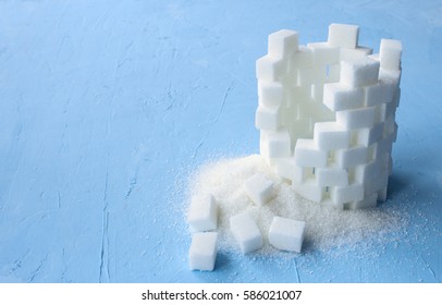 Sugar Castle Tower Of Cubes On A Blue Background