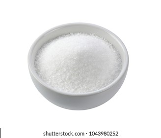 Sugar In Ceramic Bowl On White Background