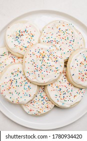 Sugar Cookies Decorated With Rainbow Sprinkles