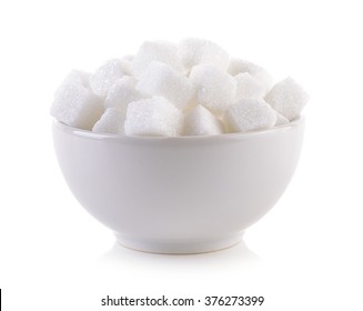 Sugar Cube In The Bowl On White Background