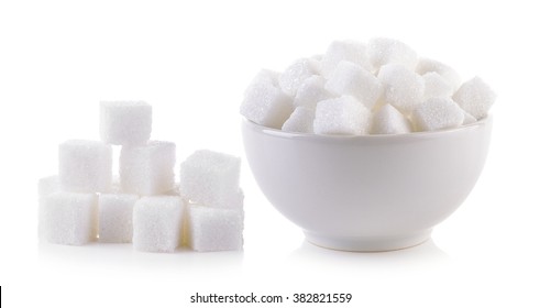 Sugar Cube In The Bowl On White Background