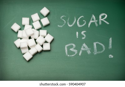 Sugar Cubes On A Blackboard - Sugar Is Bad!