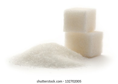 Sugar Cubes On White Background