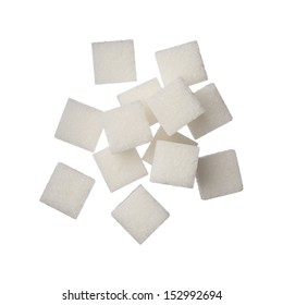 Sugar Cubes On White Background, Close Up