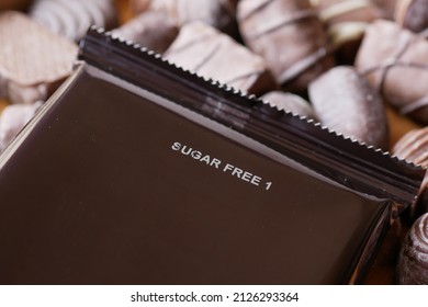 Sugar Free Dark Chocolate Packet On Table 