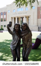 Sugar Land, Texas, USA - August 16, 2019: Sugar Land Town Square Selfie Statue