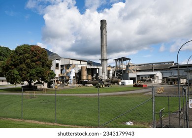 Sugar mill which processes sugar cane into food at Gordonvale, Queensland, Australia.
