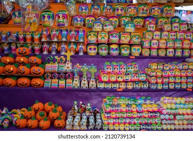 Sugar Skulls For Sale In Oaxaca Market On Day Of The Dead