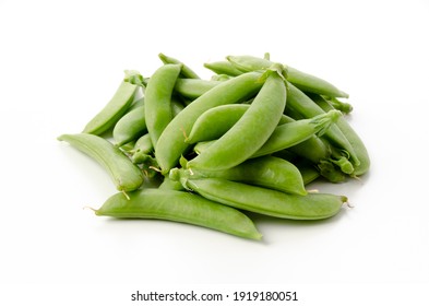 Sugar Snap Pea On White Background. 