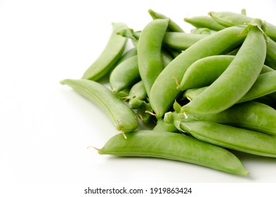 Sugar Snap Pea On White Background. 