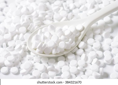 Sugar Substitute Pills In A Glass Bowl
