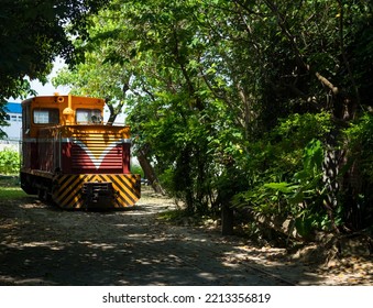 Sugar Train Locomotive In Sugar Refinery In Taiwan.