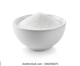 Sugar In White Bowl On White Background