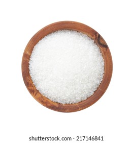 Sugar In Wooden Bowl For Cooking Or Spa, From Above