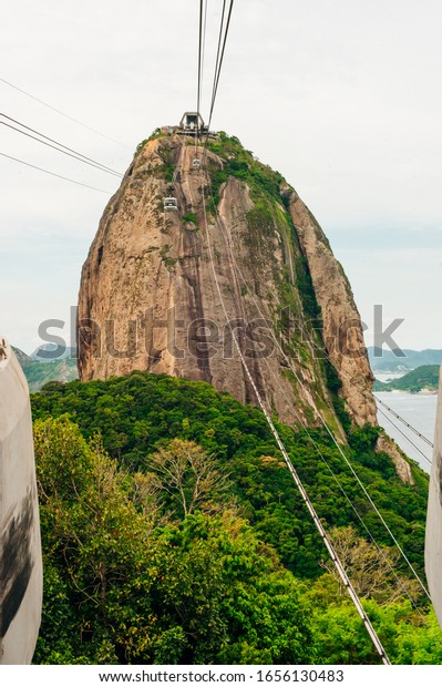 Sugarloaf\
Mountain with the Cable Car in Rio de\
Janeiro