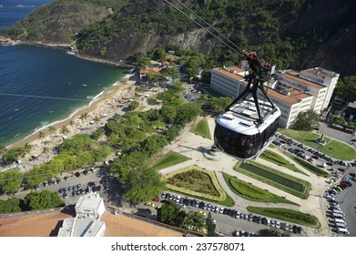 Sugarloaf Pao De Acucar Mountain Rio De Janeiro Brazil Cable Car View From Above