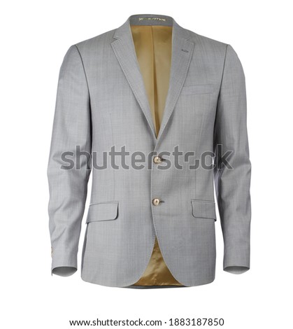 suit jacket packshots gray with gold inside