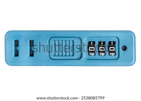 Suitcase security combination lock panel isolated on white background