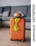 Suitcases. summer vacation concept, traveler suitcases