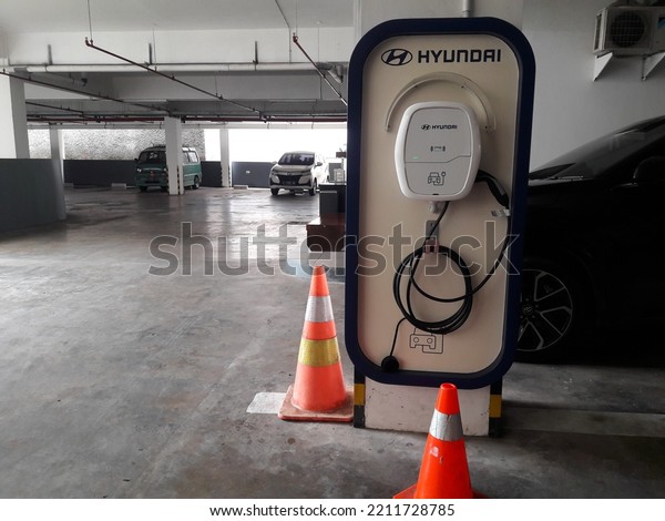 Sukabumi, west java, indonesia, October 9, 2022.\
Hyundai charging\
stations