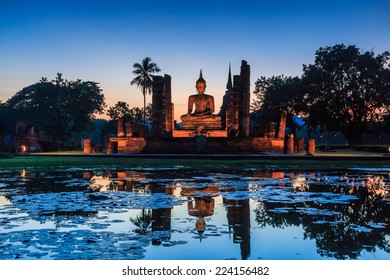 Sukhothai historical park, the old town of Thailand , They are public domain or treasure of Buddhism, no restrict in copy or use 