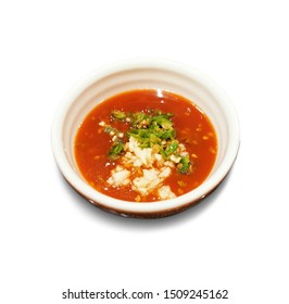 Sukiyaki Sauce on top Chopped garlic and chili with White Background - Shutterstock ID 1509245162